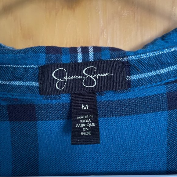 Jessica Simpson Blue Plaid Long Sleeve - Picture 6 of 8